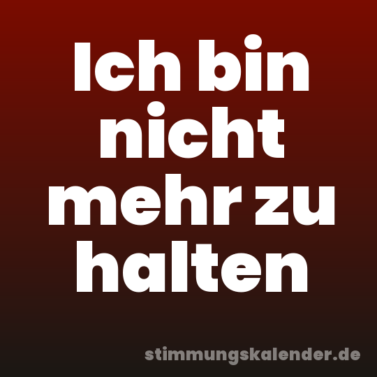 Ich bin nicht mehr zu halten