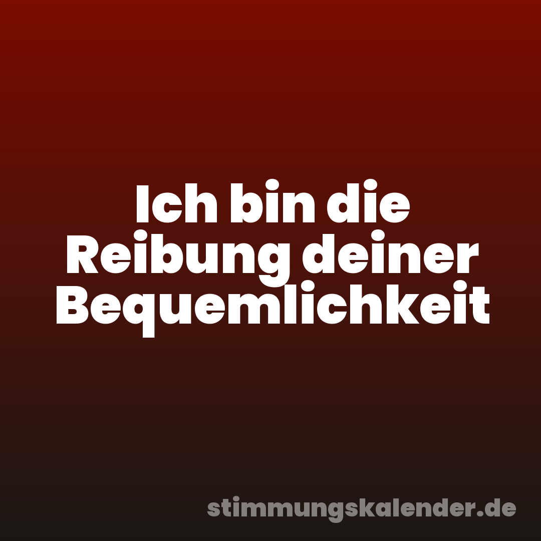 Ich bin die Reibung deiner Bequemlichkeit