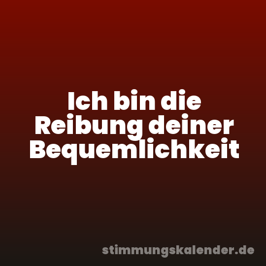 Ich bin die Reibung deiner Bequemlichkeit