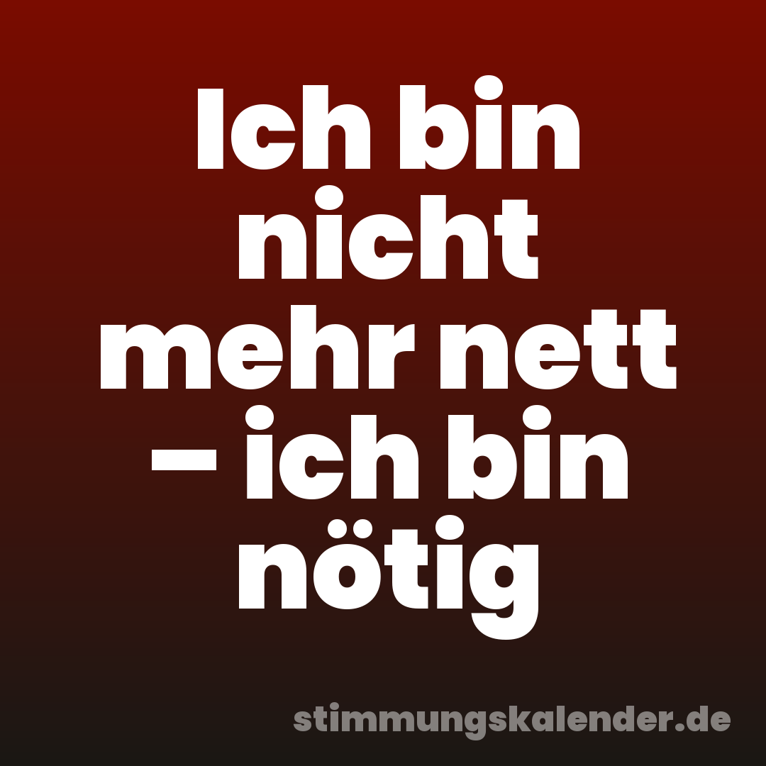 Ich bin nicht mehr nett – ich bin nötig