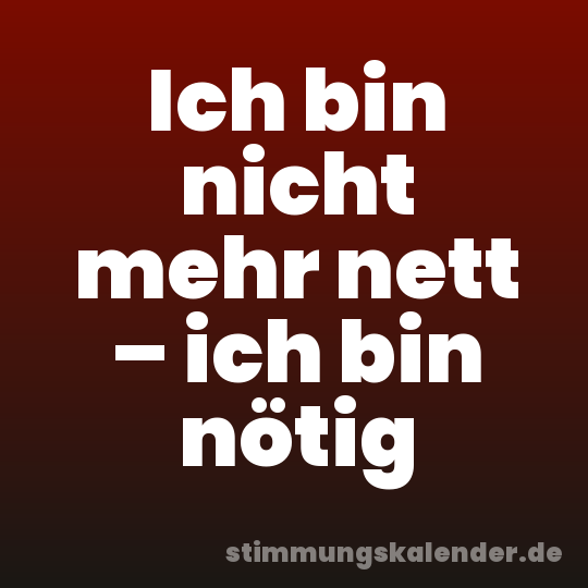 Ich bin nicht mehr nett – ich bin nötig