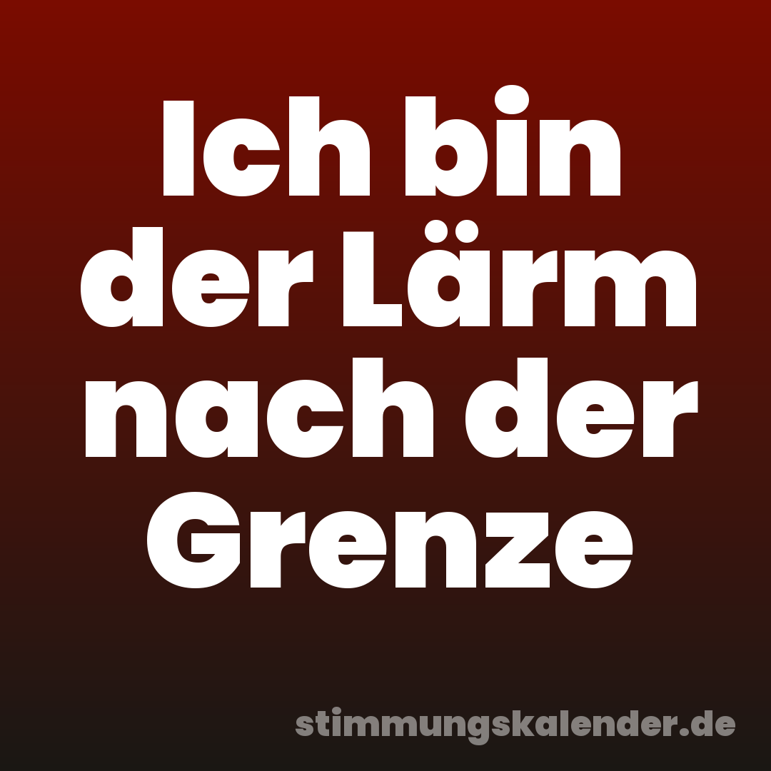 Ich bin der Lärm nach der Grenze