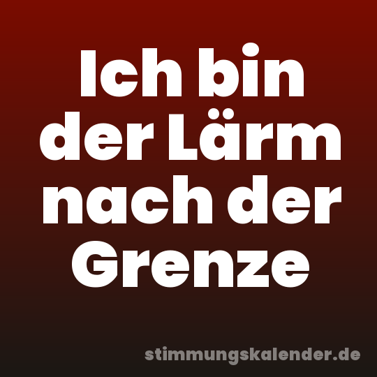 Ich bin der Lärm nach der Grenze