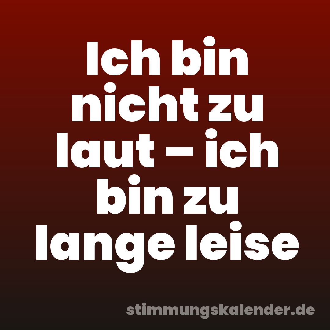 Ich bin nicht zu laut – ich bin zu lange leise
