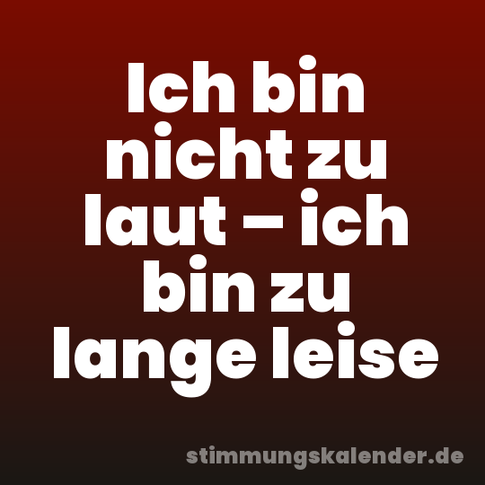Ich bin nicht zu laut – ich bin zu lange leise