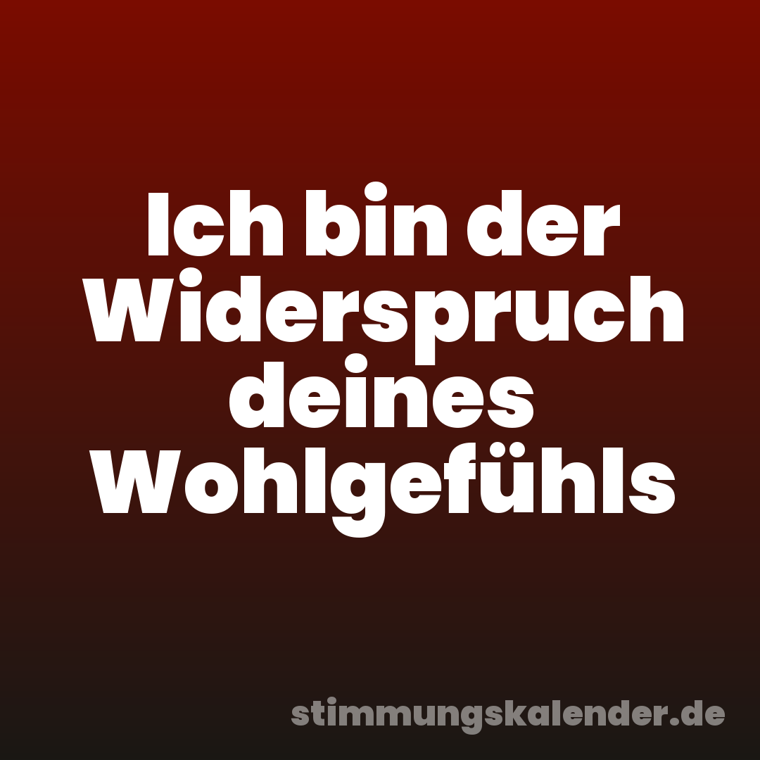 Ich bin der Widerspruch deines Wohlgefühls