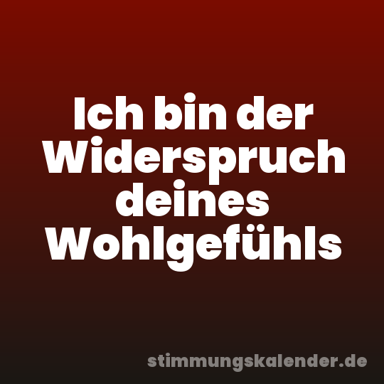 Ich bin der Widerspruch deines Wohlgefühls