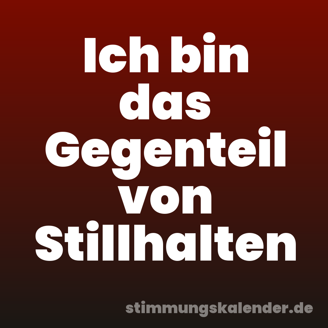 Ich bin das Gegenteil von Stillhalten