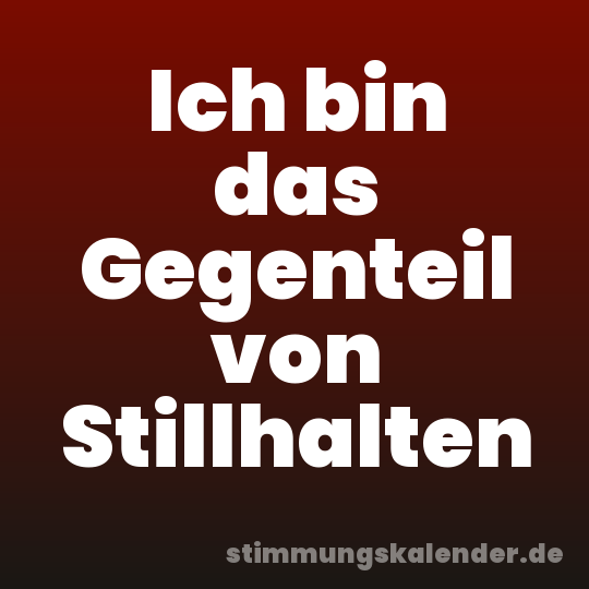 Ich bin das Gegenteil von Stillhalten