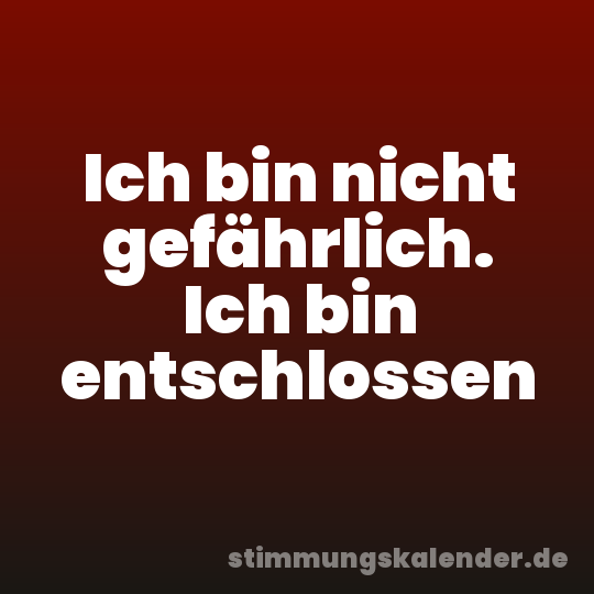 Ich bin nicht gefährlich. Ich bin entschlossen