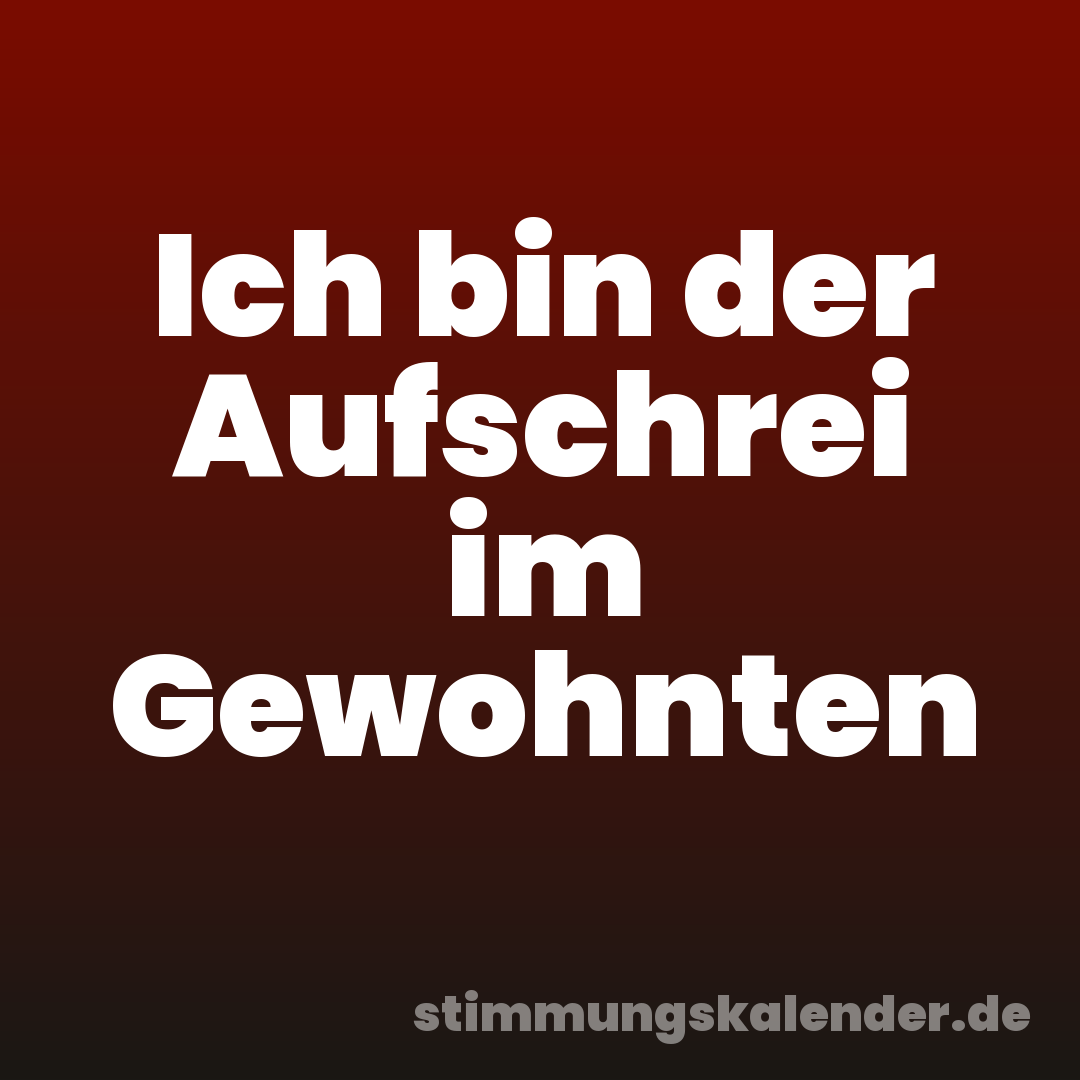 Ich bin der Aufschrei im Gewohnten