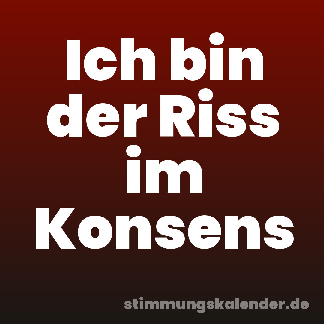 Ich bin der Riss im Konsens