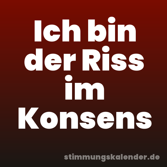 Ich bin der Riss im Konsens