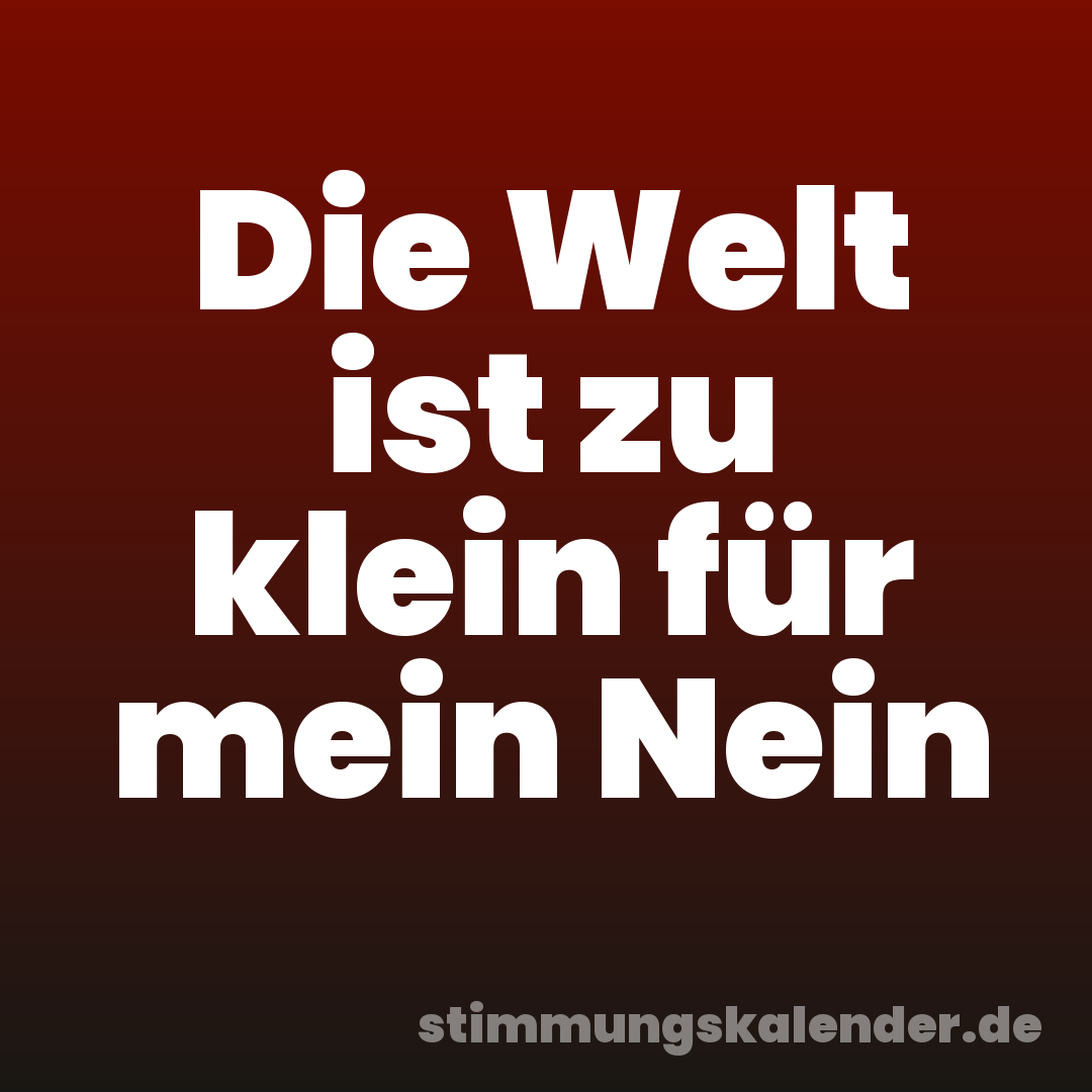 Die Welt ist zu klein für mein Nein