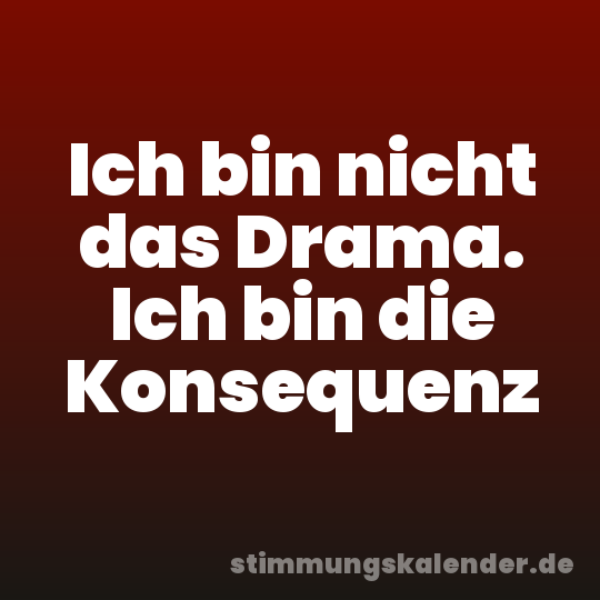 Ich bin nicht das Drama. Ich bin die Konsequenz