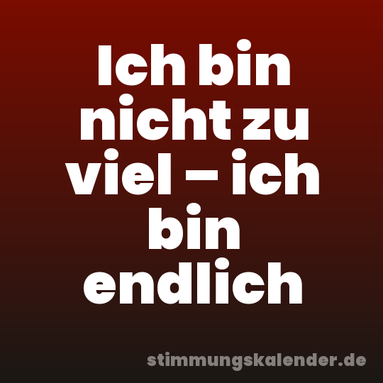 Ich bin nicht zu viel – ich bin endlich