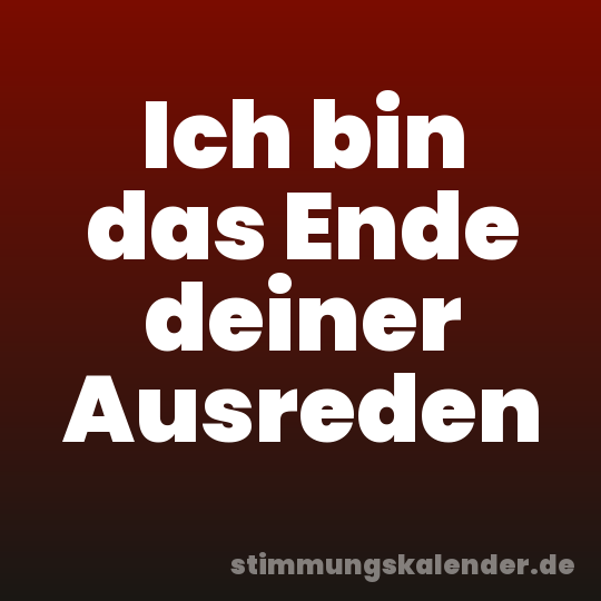 Ich bin das Ende deiner Ausreden