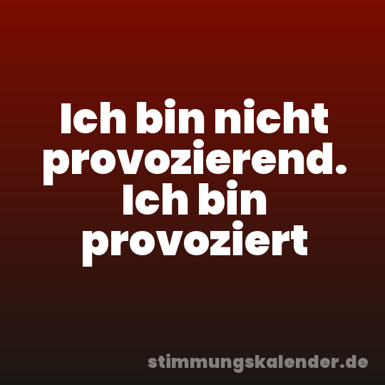 Ich bin nicht provozierend. Ich bin provoziert