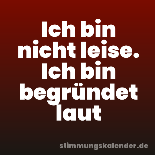 Ich bin nicht leise. Ich bin begründet laut