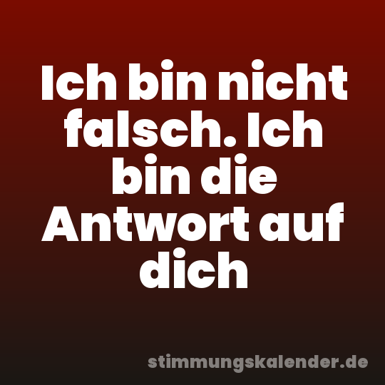Ich bin nicht falsch. Ich bin die Antwort auf dich
