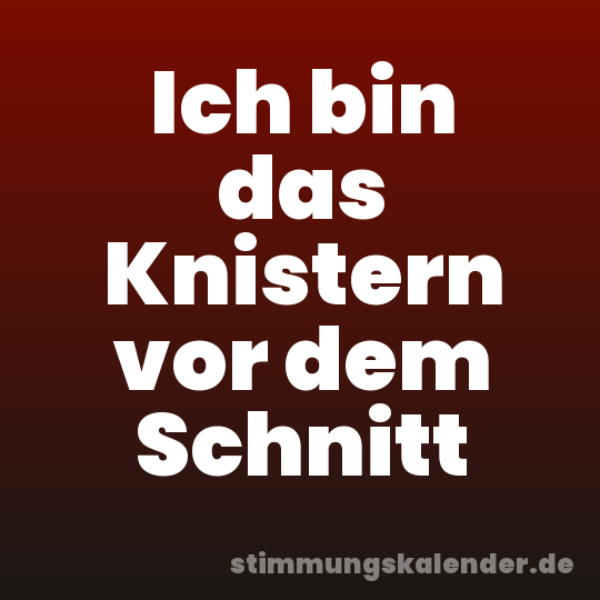 Ich bin das Knistern vor dem Schnitt