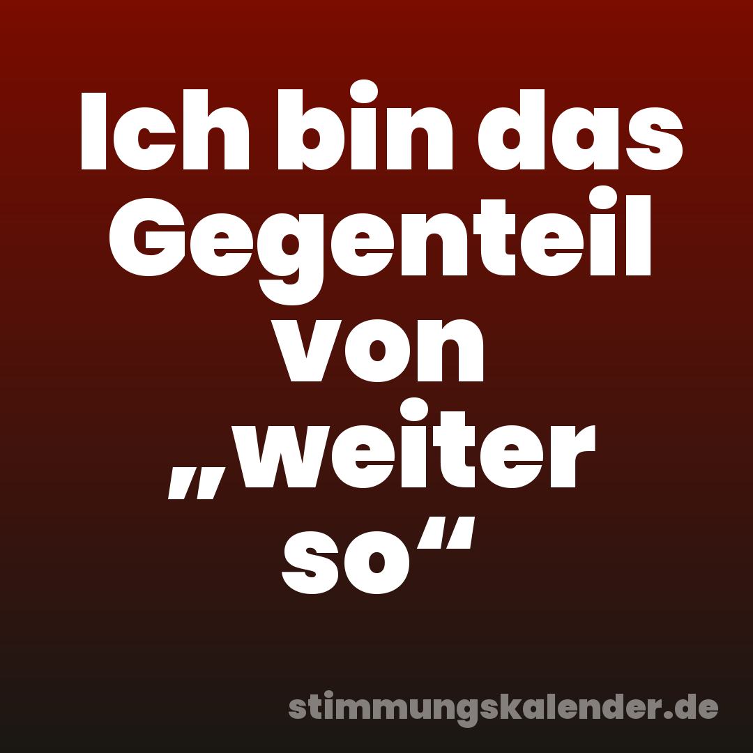 Ich bin das Gegenteil von „weiter so“