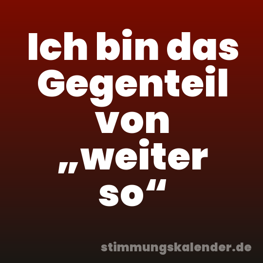 Ich bin das Gegenteil von „weiter so“