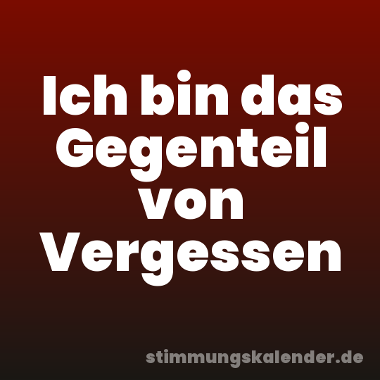 Ich bin das Gegenteil von Vergessen