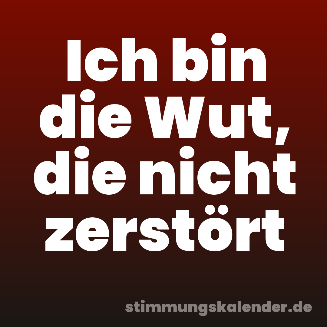 Ich bin die Wut, die nicht zerstört