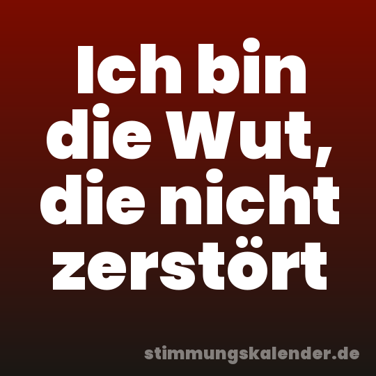 Ich bin die Wut, die nicht zerstört