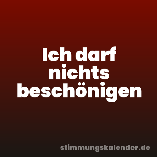 Ich darf nichts beschönigen
