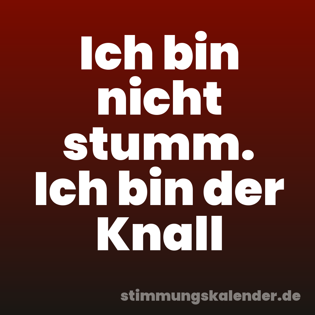 Ich bin nicht stumm. Ich bin der Knall