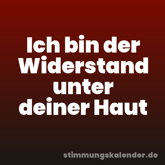 Ich bin der Widerstand unter deiner Haut