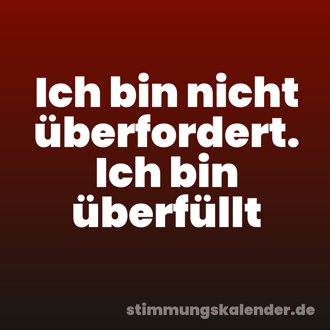 Ich bin nicht überfordert. Ich bin überfüllt