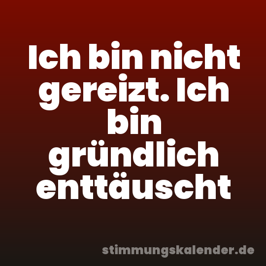 Ich bin nicht gereizt. Ich bin gründlich enttäuscht