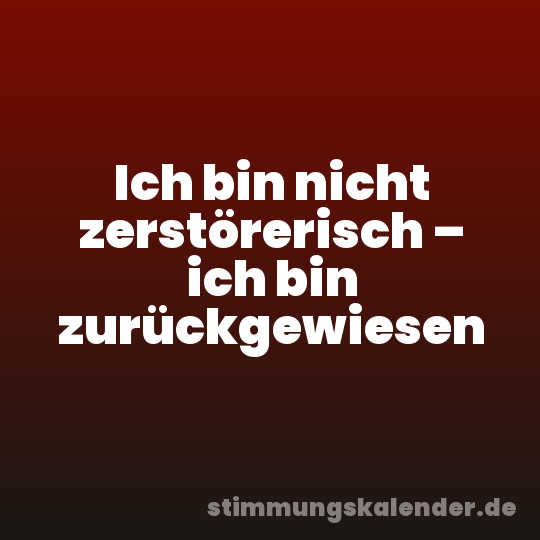 Ich bin nicht zerstörerisch – ich bin zurückgewiesen