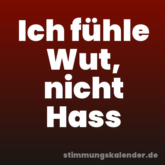 Ich fühle Wut, nicht Hass