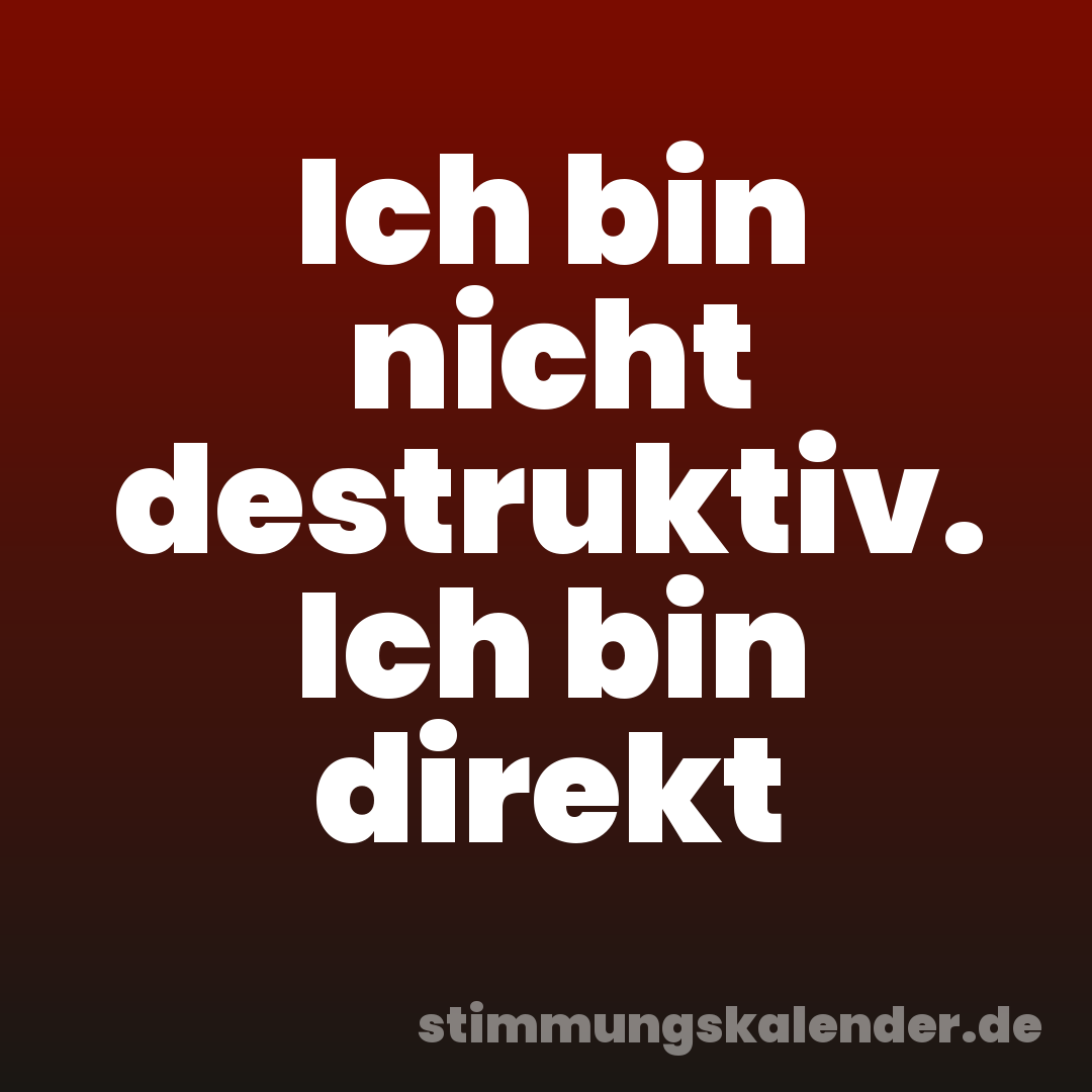Ich bin nicht destruktiv. Ich bin direkt