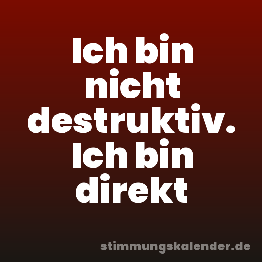 Ich bin nicht destruktiv. Ich bin direkt