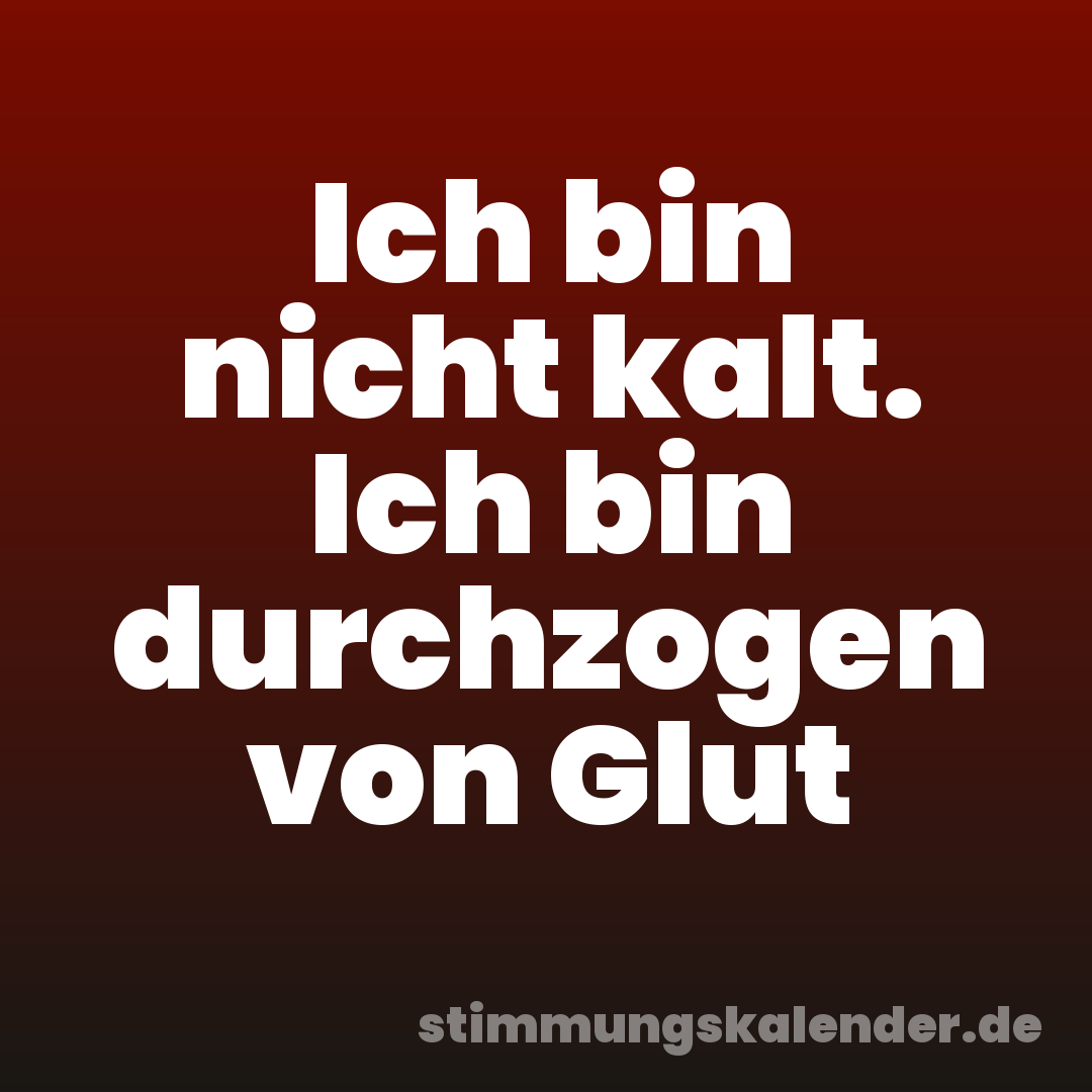 Ich bin nicht kalt. Ich bin durchzogen von Glut