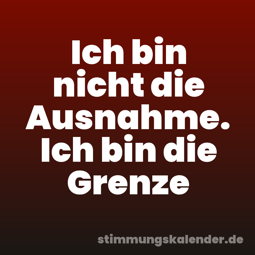 Ich bin nicht die Ausnahme. Ich bin die Grenze