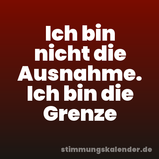 Ich bin nicht die Ausnahme. Ich bin die Grenze