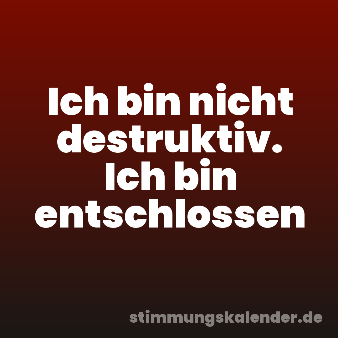 Ich bin nicht destruktiv. Ich bin entschlossen