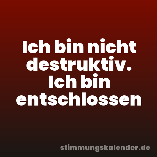 Ich bin nicht destruktiv. Ich bin entschlossen