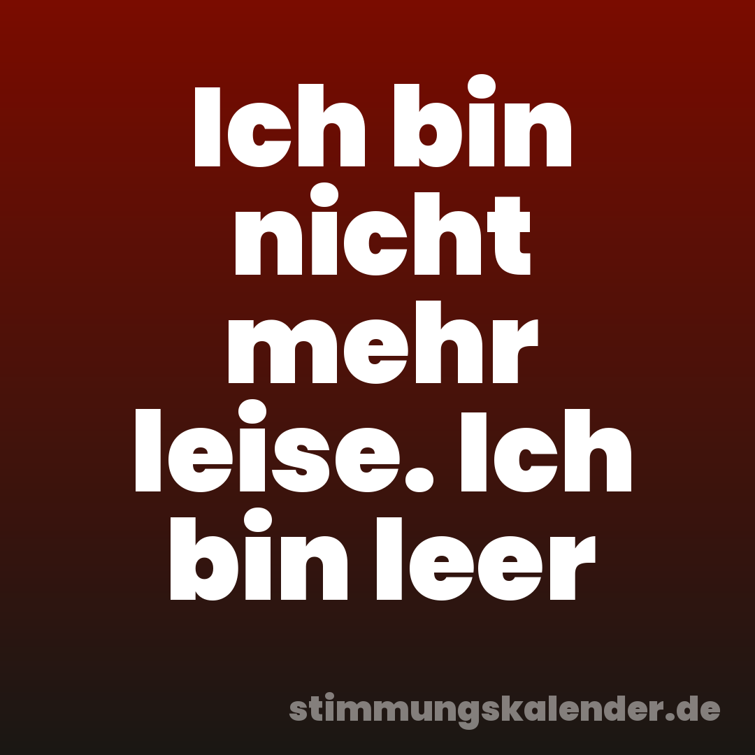 Ich bin nicht mehr leise. Ich bin leer