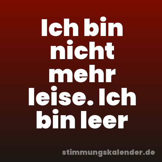 Ich bin nicht mehr leise. Ich bin leer