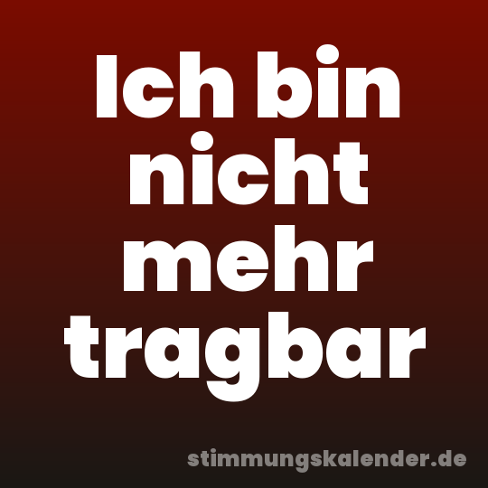 Ich bin nicht mehr tragbar