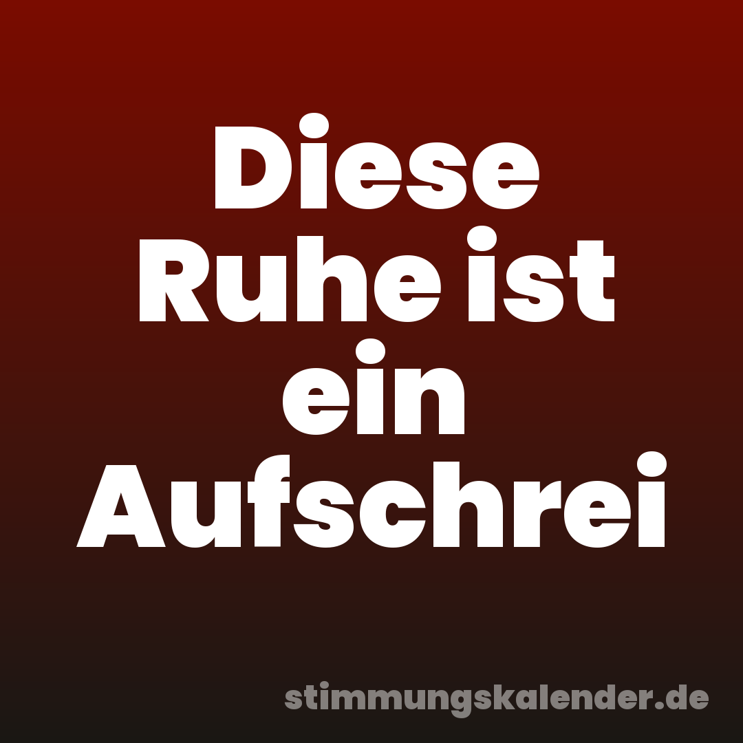 Diese Ruhe ist ein Aufschrei