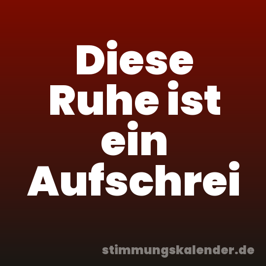 Diese Ruhe ist ein Aufschrei