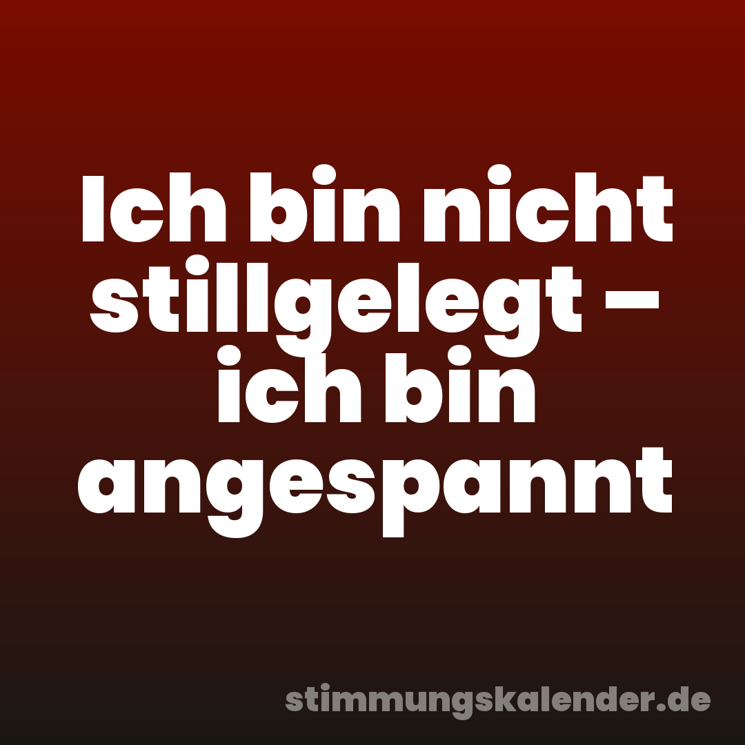 Ich bin nicht stillgelegt – ich bin angespannt